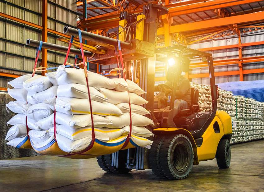 Forklift loading export bags